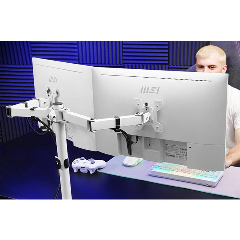 Apoio de Mesa para 2 Monitores Mars Gaming MARM2/ Giratório/ Inclinável/ até 8kg - Imagem 2