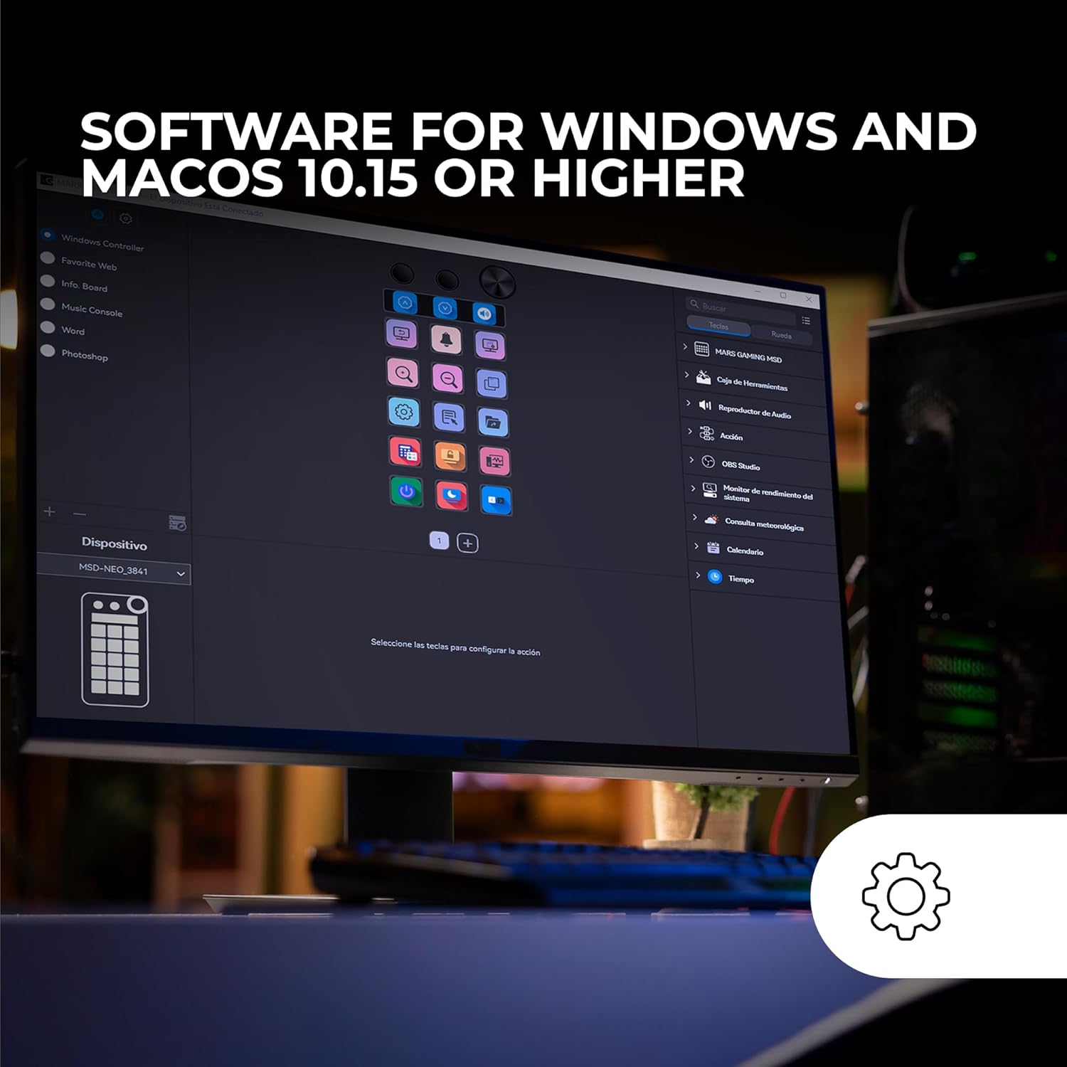 Painel de Controlo Mars Gaming MSD-NEO/ 15 Teclas LCD/ 1 Roda/ 2 Botões/ Preto - Imagem 5