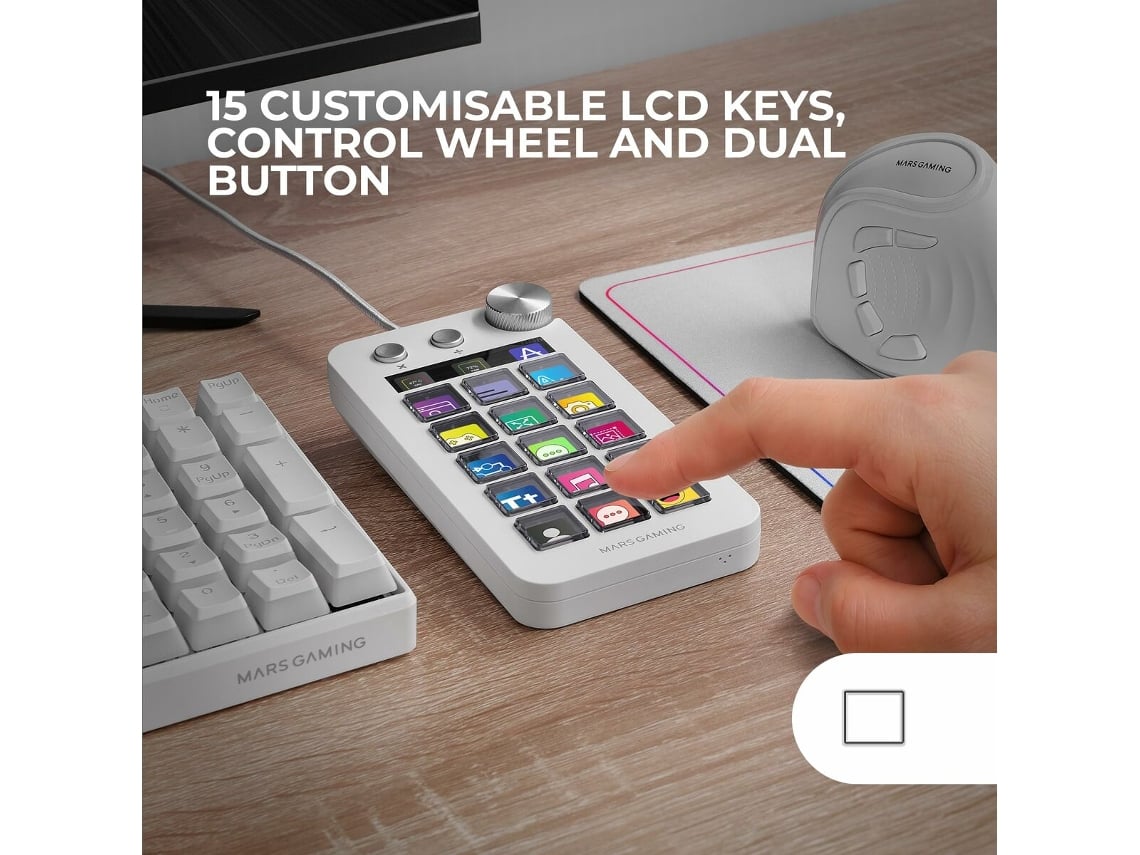 Control Deck Mars Gaming MSD-NEO/ 15 Teclas LCD/ 1 Roda/ 2 Botões/ Branco - Imagem 6