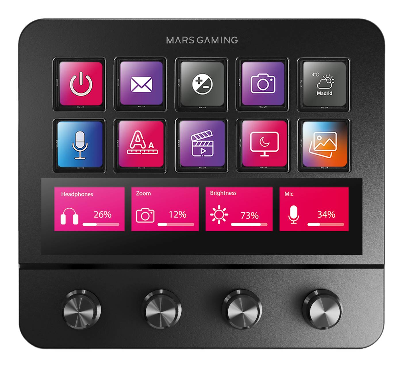Stream Deck Mars Gaming MSD-PRO/ 10 Teclas LCD + 4 Seletores Personalizáveis/ Preto - Imagem 2