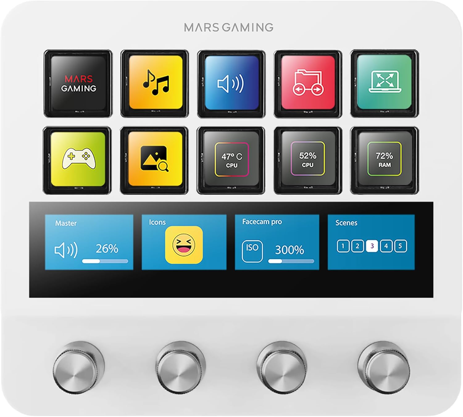 Stream Deck Mars Gaming MSD-PRO/ 10 Teclas LCD + 4 Dials Personalizáveis/ Branco - Imagem 6