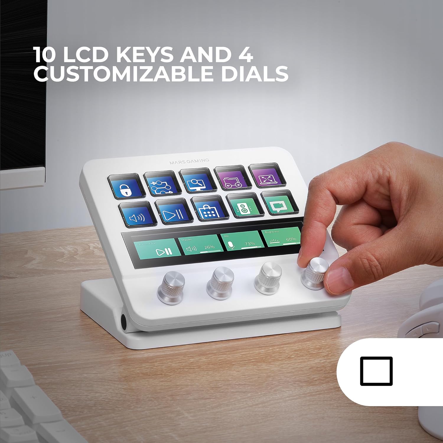 Stream Deck Mars Gaming MSD-PRO/ 10 Teclas LCD + 4 Dials Personalizáveis/ Branco - Imagem 2