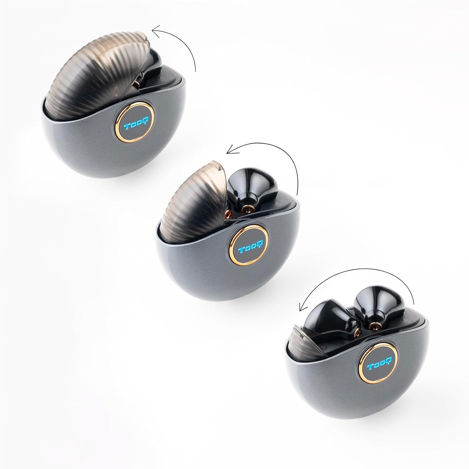 Auriculares Bluetooth TooQ Snail TQBWH-0060G Bluetooth 5.3 Autonomia 18h USB-C Cinzento e Preto - Imagem 4