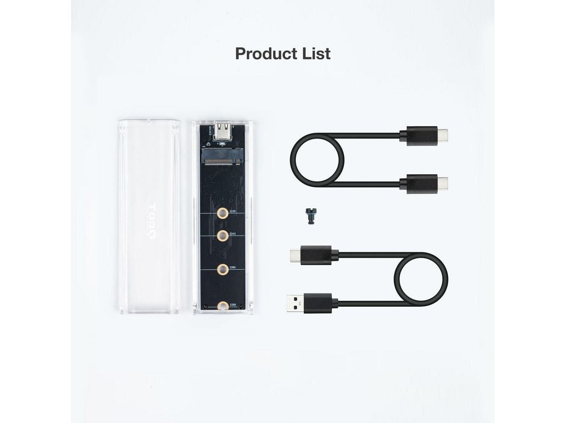 Caixa Externa para Disco SSD M.2 NVMe TooQ TQE-2200/ USB 3.1 Gen2/ Sem Parafusos - Imagem 3