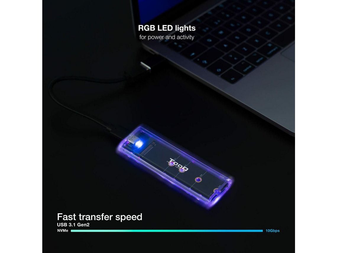 Caixa Externa para Disco SSD M.2 NVMe TooQ TQE-2200/ USB 3.1 Gen2/ Sem Parafusos - Imagem 11