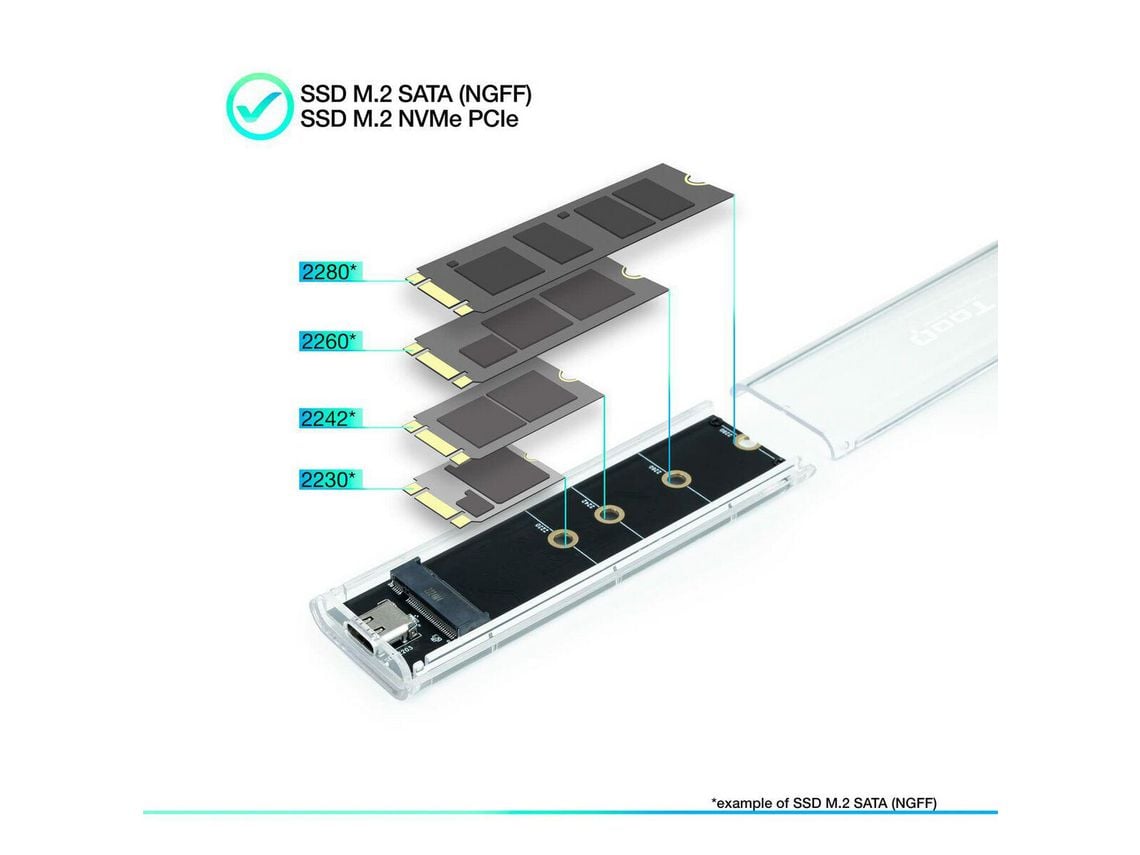 Caixa Externa para Disco SSD M.2 NVMe TooQ TQE-2200/ USB 3.1 Gen2/ Sem Parafusos - Imagem 9