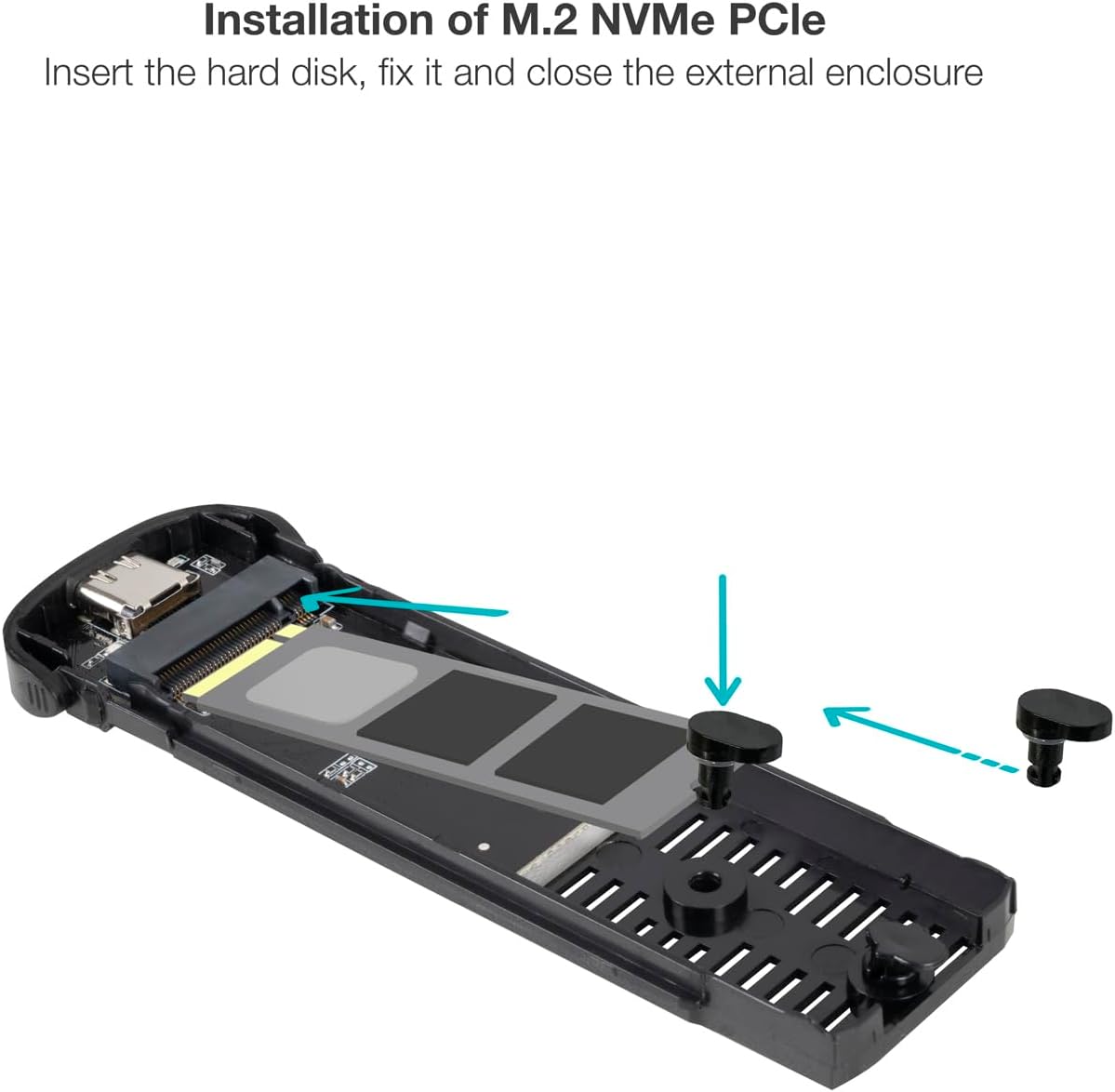 Caixa Externa para Disco SSD M.2 NVMe TooQ TQE-2201B/ USB 3.1 Gen2/ Sem parafusos - Imagem 2