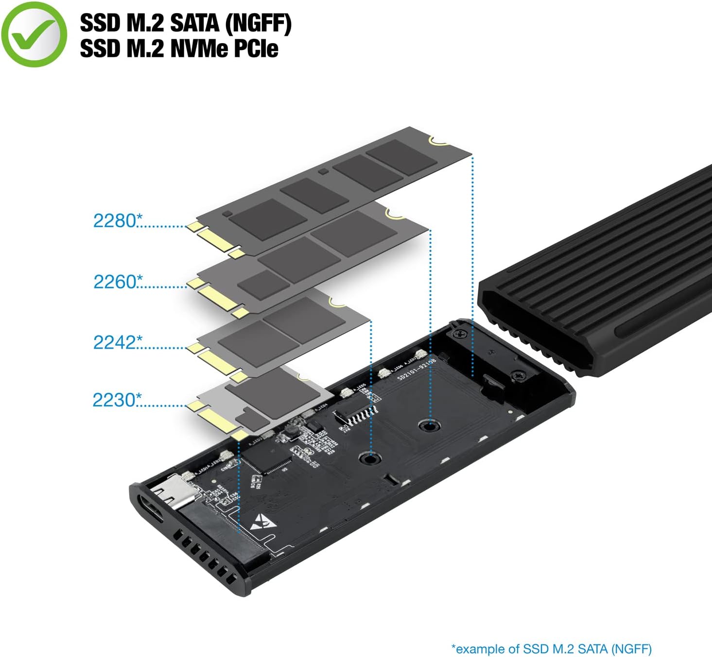 Caixa Externa para Disco SSD M.2 NVMe TooQ TQE-2222B/ USB 3.1 Gen2/ Sem parafusos - Imagem 3