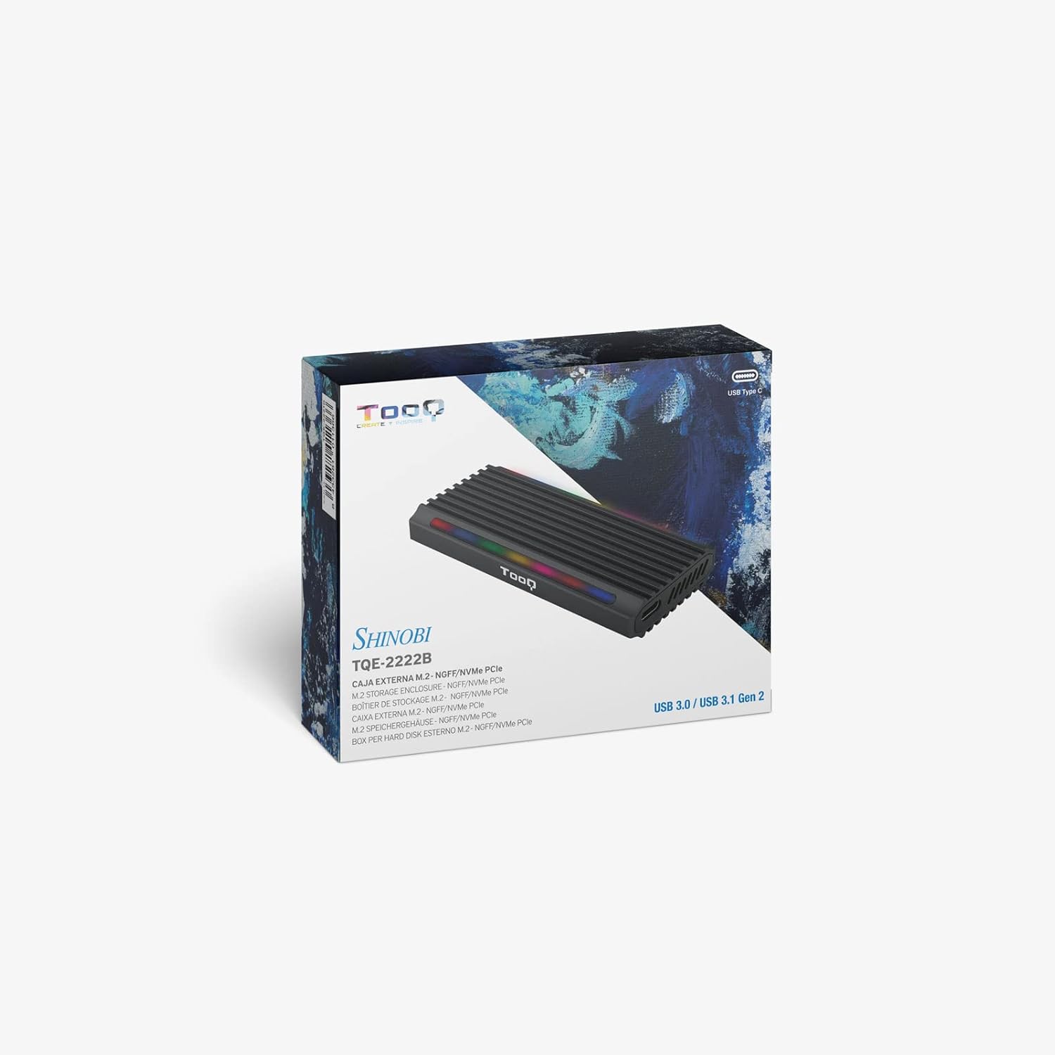 Caixa Externa para Disco SSD M.2 NVMe TooQ TQE-2222B/ USB 3.1 Gen2/ Sem parafusos - Imagem 9