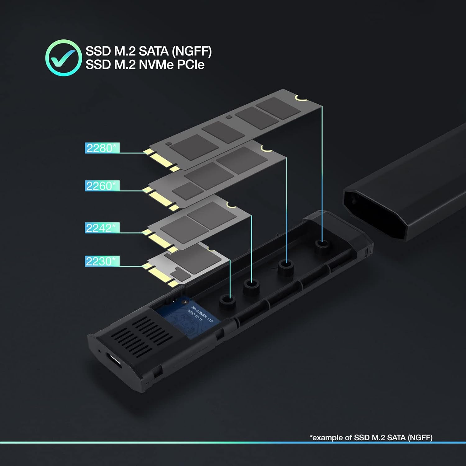 Caixa Externa para Disco SSD M.2 NVMe TooQ TQE-2223B/ USB 3.2/ Sem parafusos - Imagem 3
