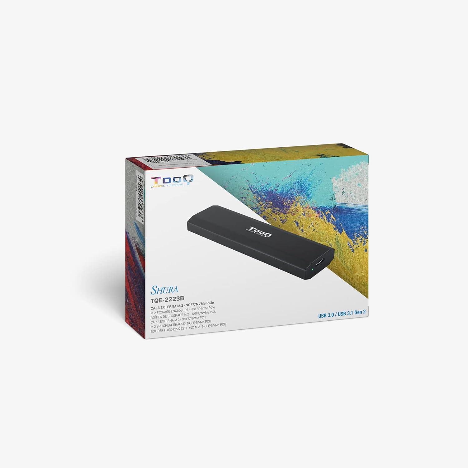 Caixa Externa para Disco SSD M.2 NVMe TooQ TQE-2223B/ USB 3.2/ Sem parafusos - Imagem 10