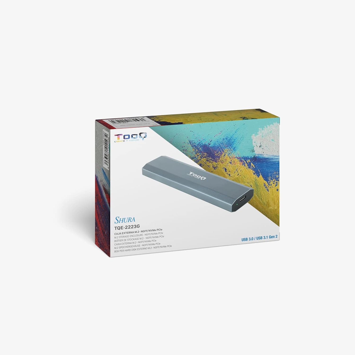 Caixa Externa para Disco SSD M.2 NVMe TooQ TQE-2223G/ USB 3.2/ Sem parafusos - Imagem 10