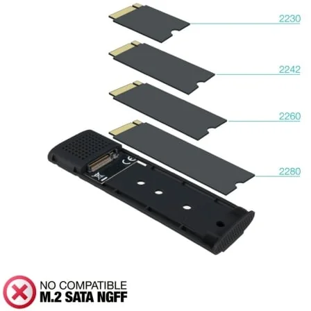 Caixa Externa TOOQ TQE-2230B para SSD M.2 NVMe USB 3.1 Gen 2 10 Gbps até 8TB Alumínio Preto - Imagem 3