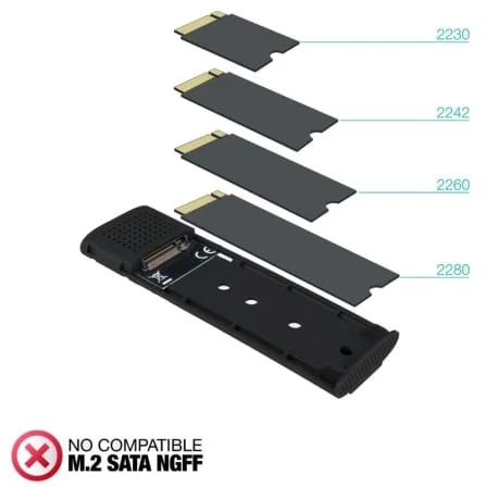 Caixa Externa TooQ TQE-2231B para SSD M.2 NVMe USB 3.1 Gen 2 10Gbps Alumínio Preto - Imagem 3