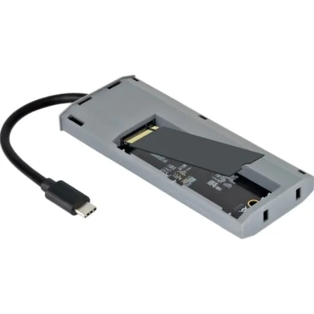 Caixa Externa TooQ TQE-2241G SSD M.2 NVMe/SATA Hub 6 em 1 USB-C 10Gbps HDMI 4K PD 100W Cinzento - Imagem 3