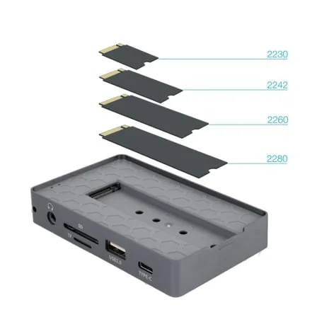 Docking Station TooQ TQE-2242G com Caixa SSD M.2 NVMe/SATA USB-C 10-em-1 HDMI 4K RJ45 PD 100W - Imagem 4
