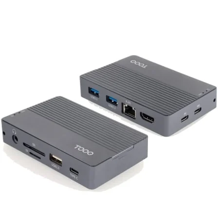 Docking Station TooQ TQE-2242G com Caixa SSD M.2 NVMe/SATA USB-C 10-em-1 HDMI 4K RJ45 PD 100W - Imagem 2