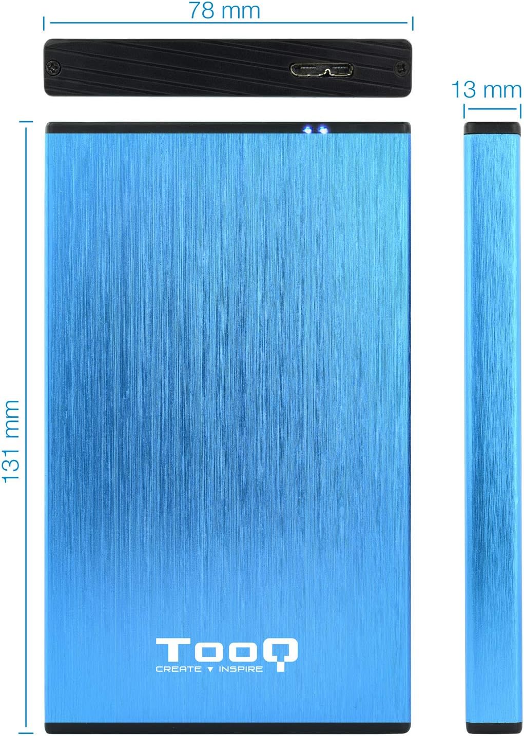 Caixa Externa para Disco Rígido de 2.5" TooQ TQE-2527BL/ USB 3.1 - Imagem 4