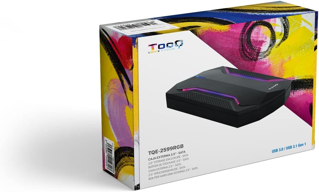 Caixa Externa Gaming para Disco Rígido de 2.5" TooQ TQE-2599RGB/ USB 3.1/ Sem parafusos - Imagem 7