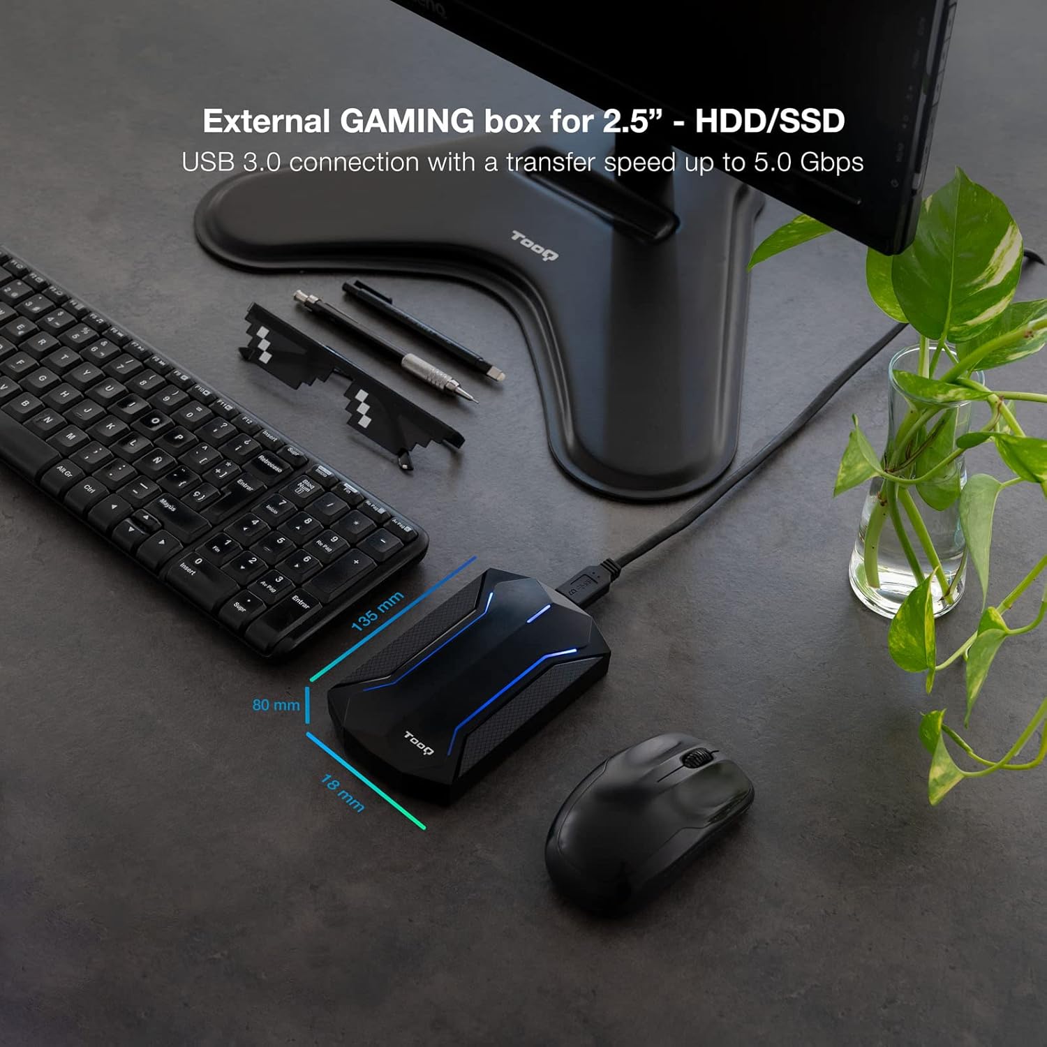 Caixa Externa Gaming para Disco Rígido de 2.5" TooQ TQE-2599RGB/ USB 3.1/ Sem parafusos - Imagem 4