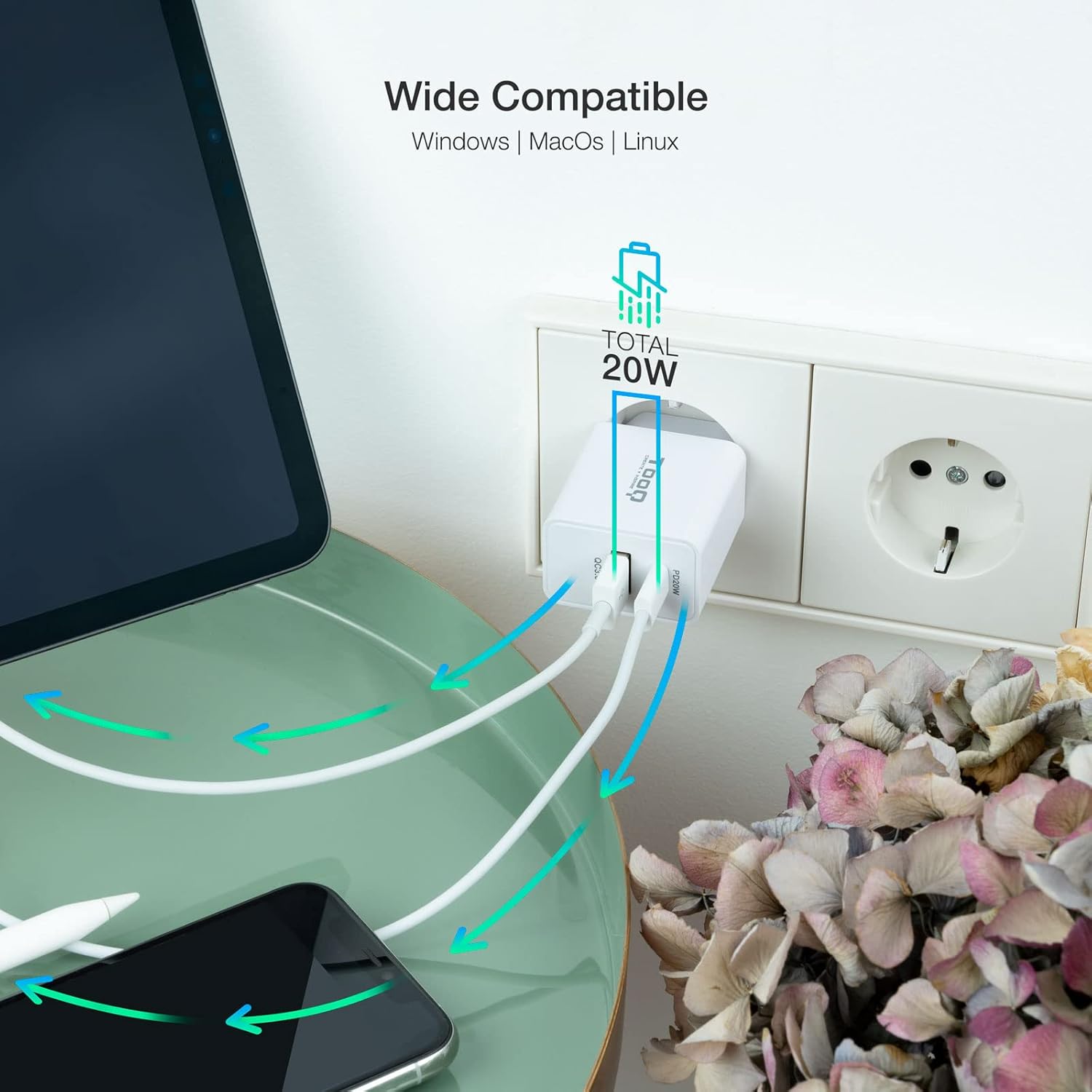 Carregador de Parede TooQ TQWC-2SC04WT/ 1xUSB Tipo-C/ 1xUSB/ 20W - Imagem 4