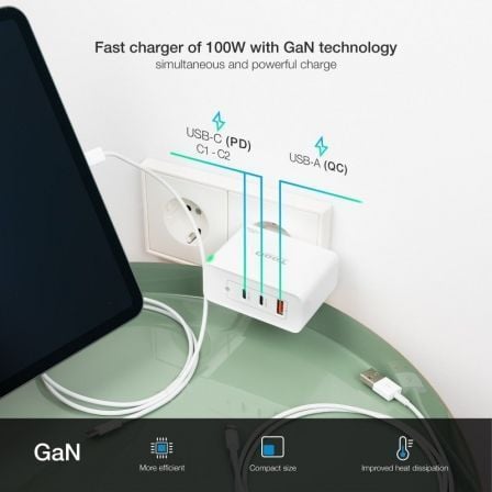 Carregador de Parede GaN TooQ TQWC-GANQC2PD100W/ 2xUSB Tipo-C/ 1xUSB/ 100W - Imagem 4