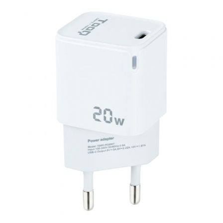Carregador de Parede TooQ TQWC-PD20 1x USB Tipo-C 20W Power Delivery