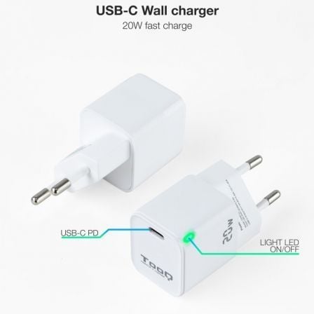 Carregador de Parede TooQ TQWC-PD20 1x USB Tipo-C 20W Power Delivery - Imagem 2