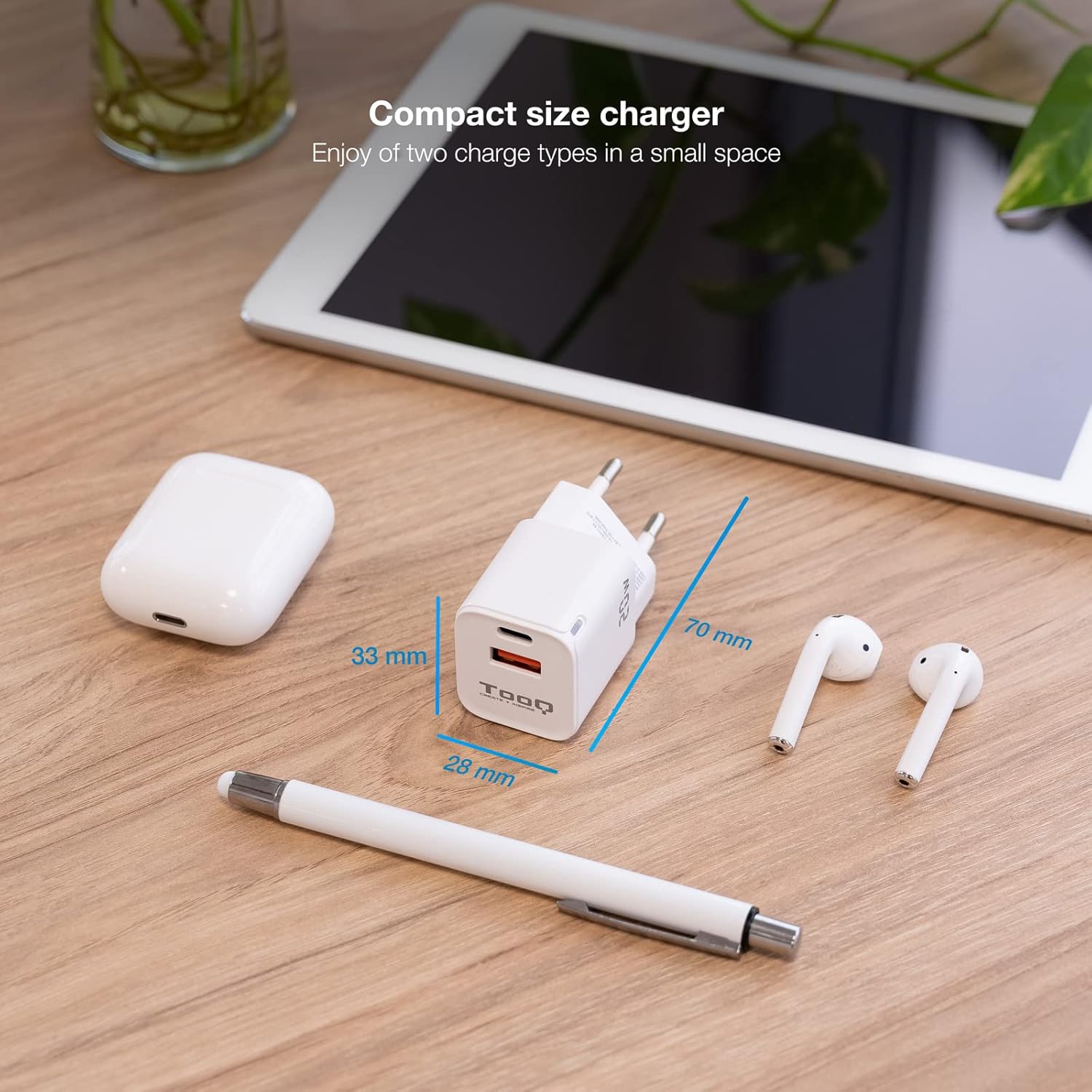 Carregador de Parede TooQ TQWC-QCPD20WT/ 1xUSB-Tipo C/ 1x USB/ 20W/ Branco - Imagem 3