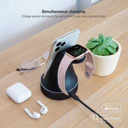 Base de Carga TooQ TQCD02L MFI para Apple Watch e iPhone Lightning 23W Preto - Imagem 3
