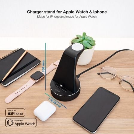 Base de Carga TooQ TQCD02L MFI para Apple Watch e iPhone Lightning 23W Preto - Imagem 2