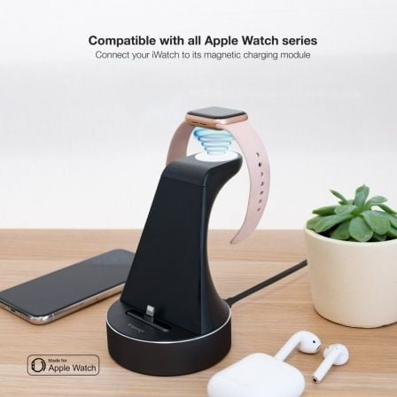 Base de Carga TooQ TQCD02L MFI para Apple Watch e iPhone Lightning 23W Preto - Imagem 4