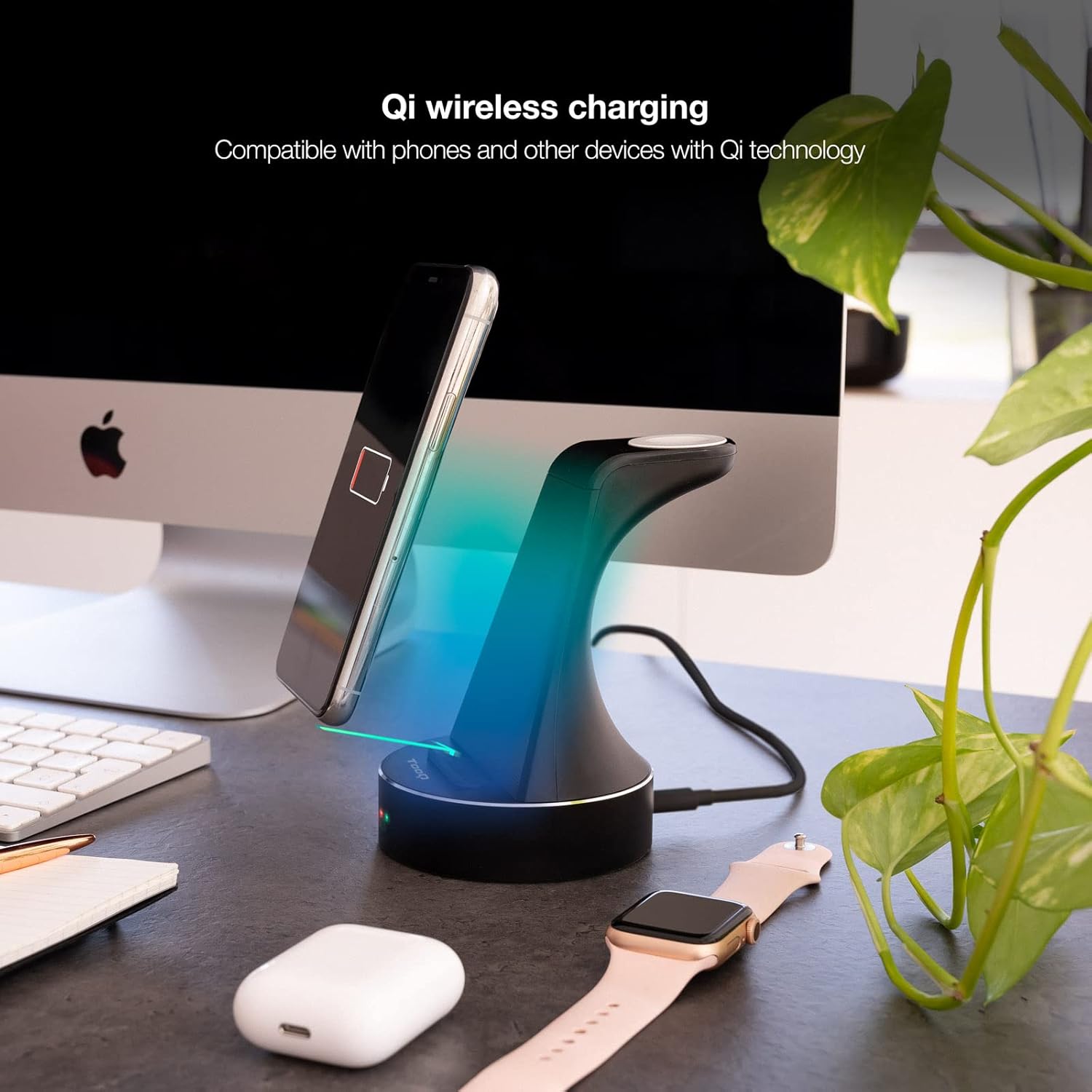 Base de Carga Sem Fios para Apple Watch, iPhone e Smartphone Tooq TQCD02W - Imagem 3