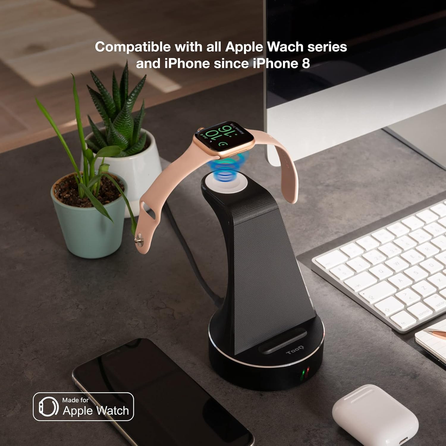 Base de Carga Sem Fios para Apple Watch, iPhone e Smartphone Tooq TQCD02W - Imagem 4