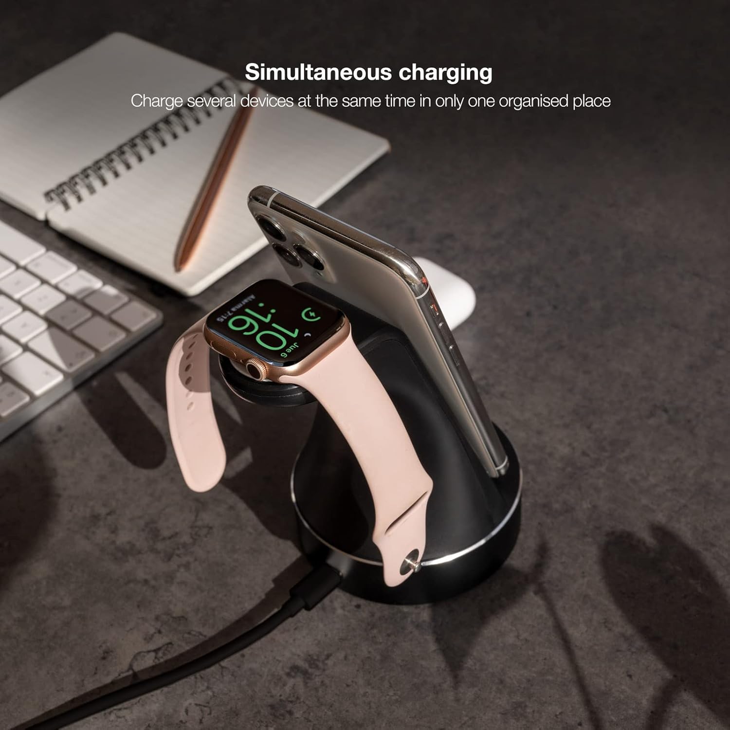 Base de Carga Sem Fios para Apple Watch, iPhone e Smartphone Tooq TQCD02W - Imagem 5