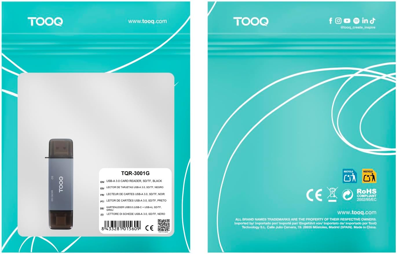 Leitor de Cartões Externo TooQ TQR-3001G/ USB 3.0 e USB Tipo-C - Imagem 6