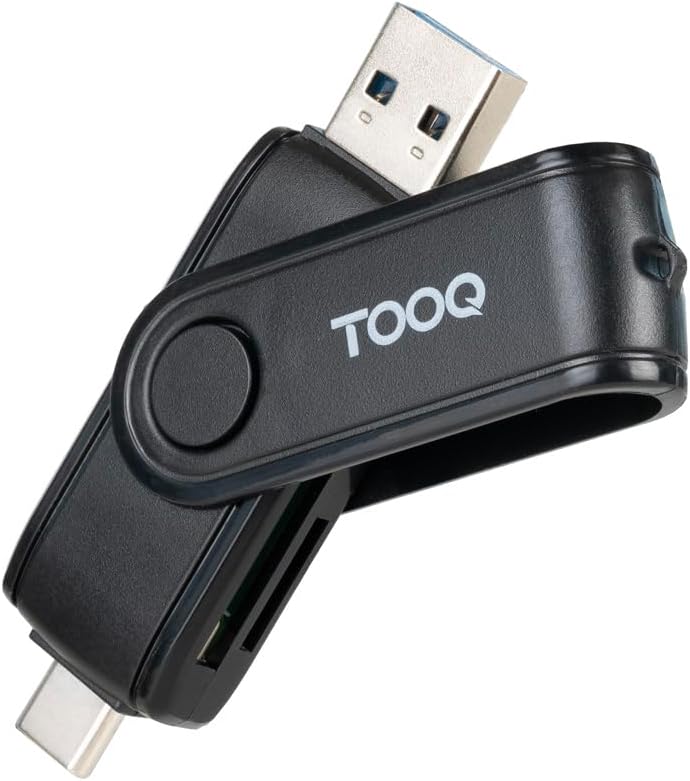 Leitor de Cartões Externo TooQ TQR-3003B/ USB 2.0 e USB Tipo-C