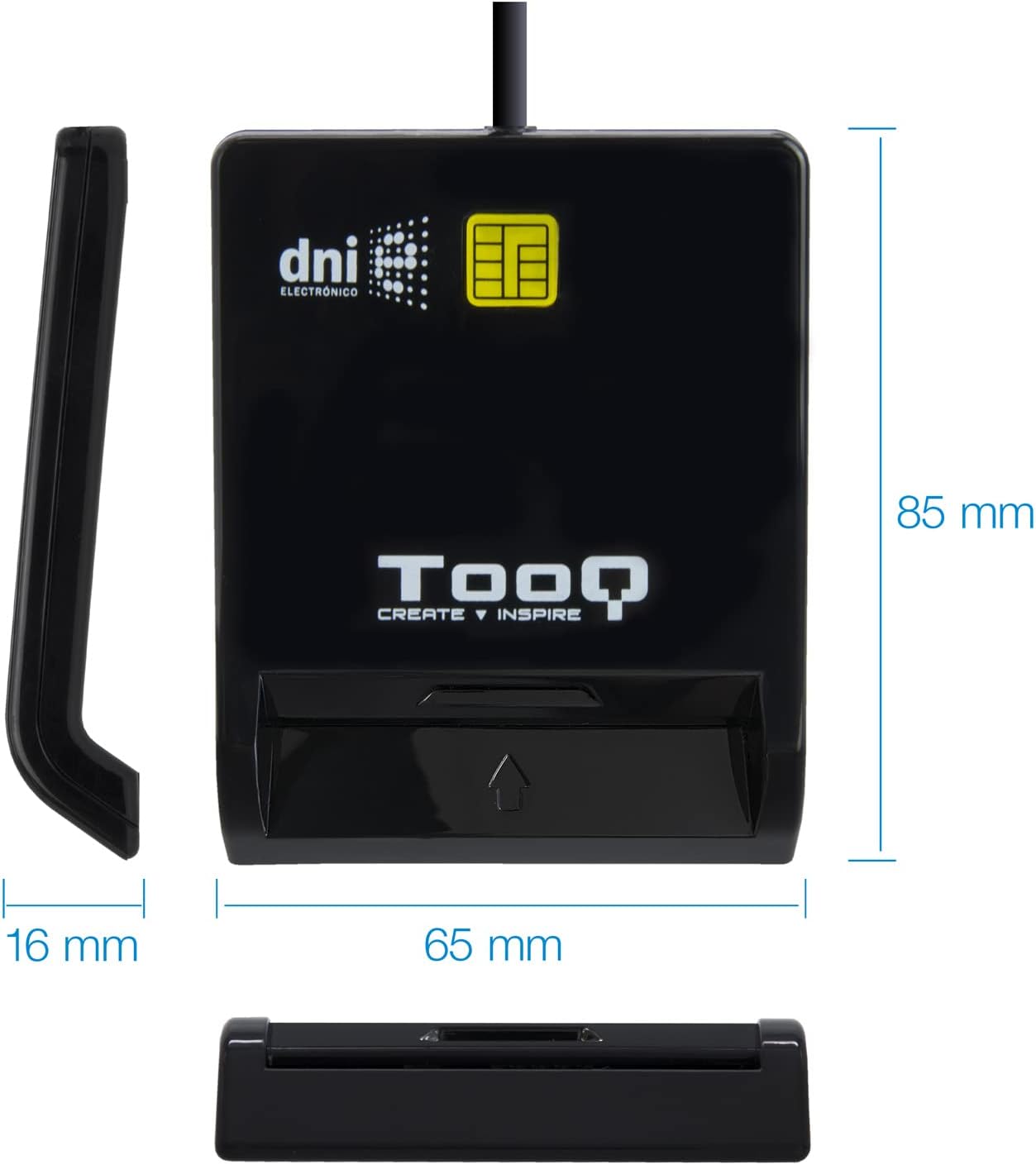 Leitor de Cartão de Cidadão TooQ TQR-211B/ USB Tipo-C/ Preto - Imagem 2