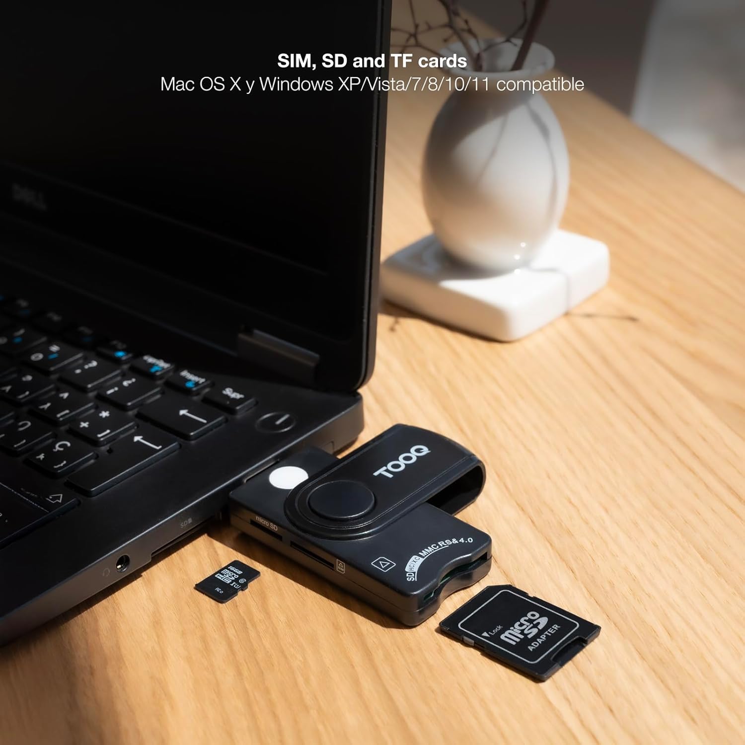 Leitor de Cartão de Cidadão, Cartões Inteligentes, SD e MicroSD TooQ TQR-3012B/ USB 2.0/ Preto - Imagem 5