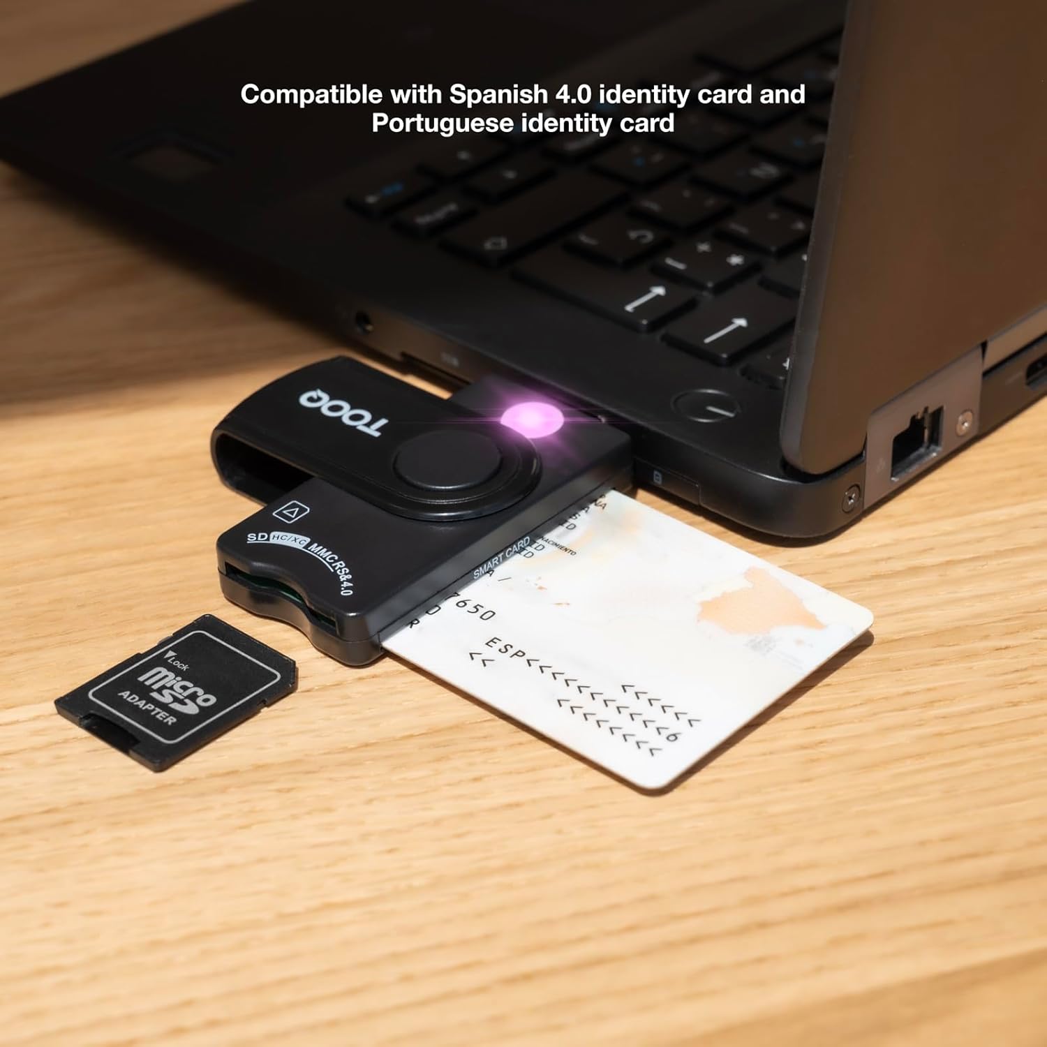 Leitor de Cartão de Cidadão, Cartões Inteligentes, SD e MicroSD TooQ TQR-3012B/ USB 2.0/ Preto - Imagem 4
