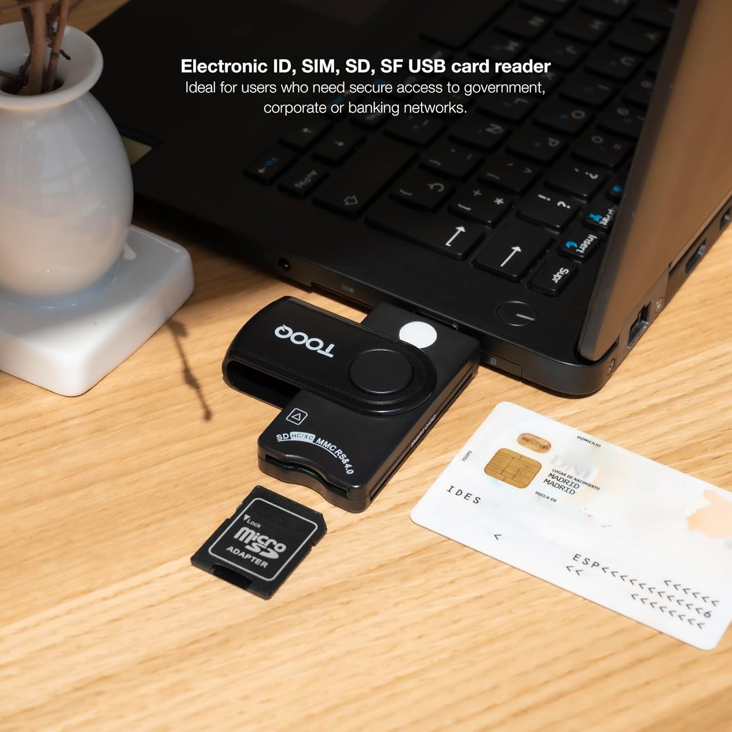 Leitor de Cartão de Cidadão, Cartões Inteligentes, SD e MicroSD TooQ TQR-3012B/ USB 2.0/ Preto - Imagem 3