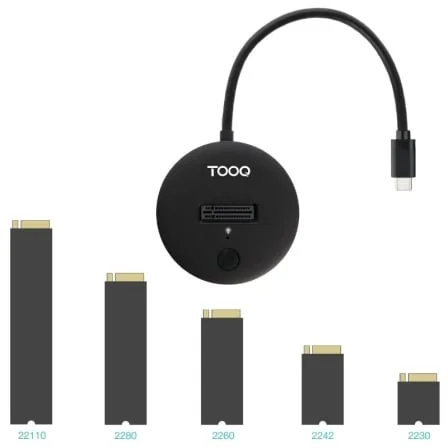 Docking Station TooQ TQDS-100B para SSD M.2 NVMe PCIe USB-C 3.2 Gen 2 10Gbps até 8TB Preto - Imagem 2