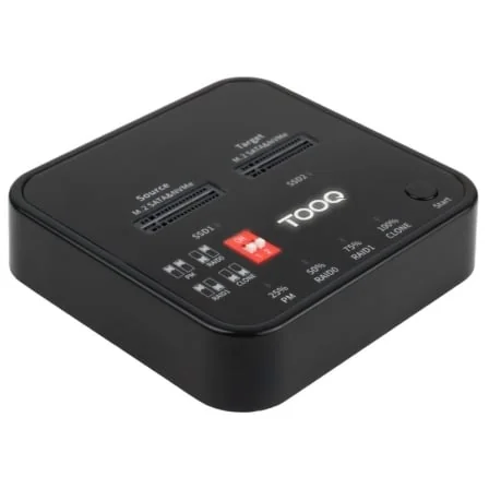 Docking Station TooQ TQDS-201B para SSD M.2 NVMe/SATA Dual Bay USB-C 3.2 Gen 2 10Gbps RAID Clone Preto
