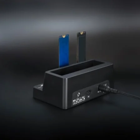 Docking Station TooQ TQDS-502B Dual M.2 NVMe e SATA 2.5"/3.5" USB-C 3.2 Gen 2 10Gbps Offline Clone Preto - Imagem 4