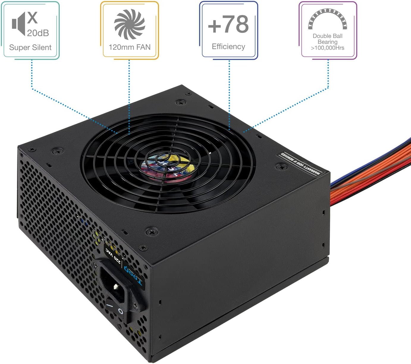 Fonte de Alimentação TooQ TQAPOLO-600SP/ 600W/ Ventoinha 14cm - Imagem 2