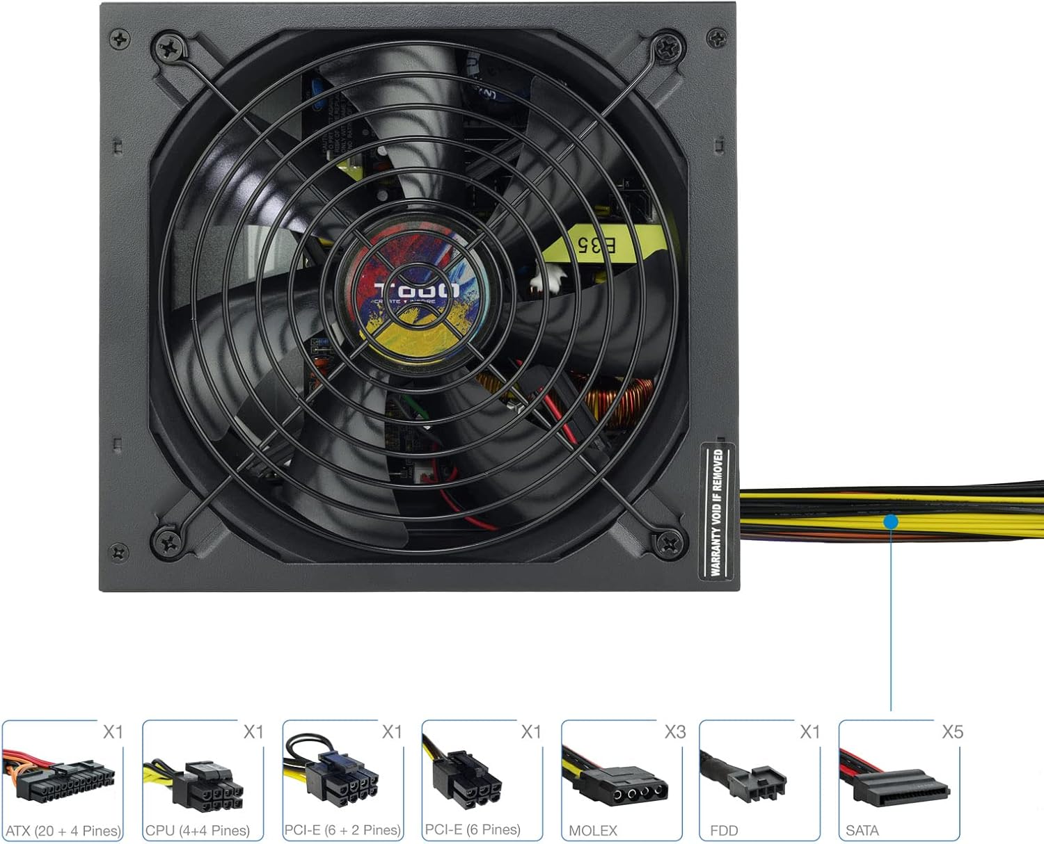 Fonte de Alimentação TooQ TQAPOLO-650SP/ 650W/ Ventilador 14cm - Imagem 3