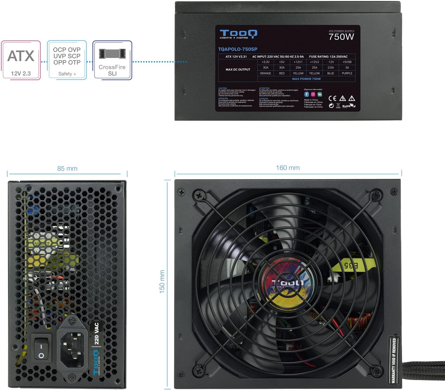 Fonte de Alimentação Tooq TQAPOLO-750SP/ 750W/ Ventoinha 14cm - Imagem 4