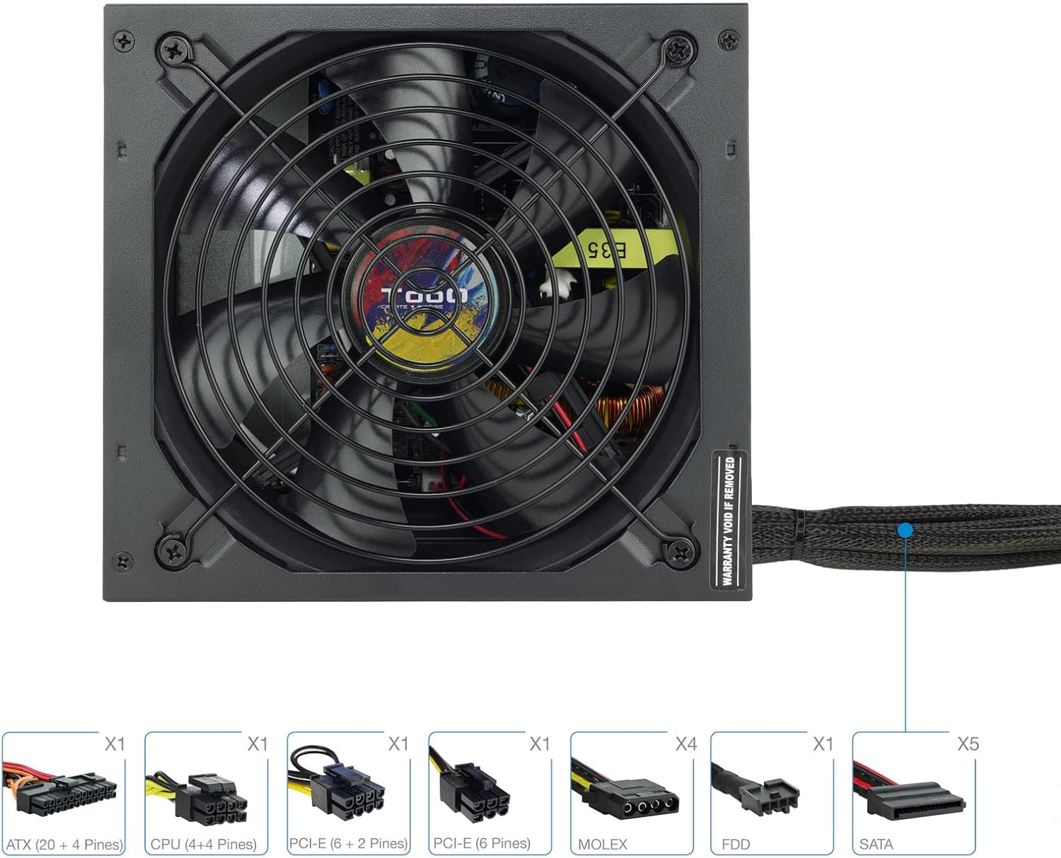Fonte de Alimentação Tooq TQAPOLO-750SP/ 750W/ Ventoinha 14cm - Imagem 3