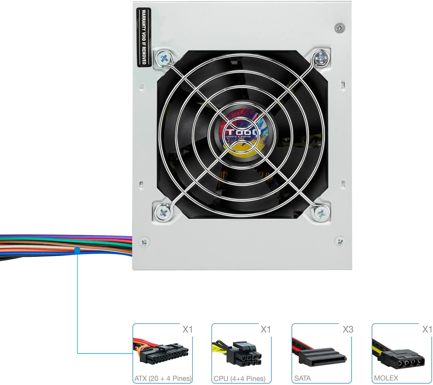 Fonte de Alimentação SFX TooQ TQEP-500S-SFX/ 500W/ Ventoinha 8cm - Imagem 3