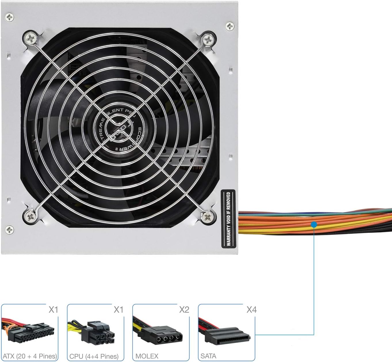 Fonte de Alimentação TooQ TQEP-500SSE/ 500W/ Ventoinha 12cm - Imagem 3